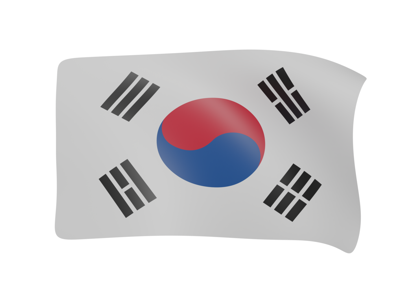 söder korea vinka flagga 3d png