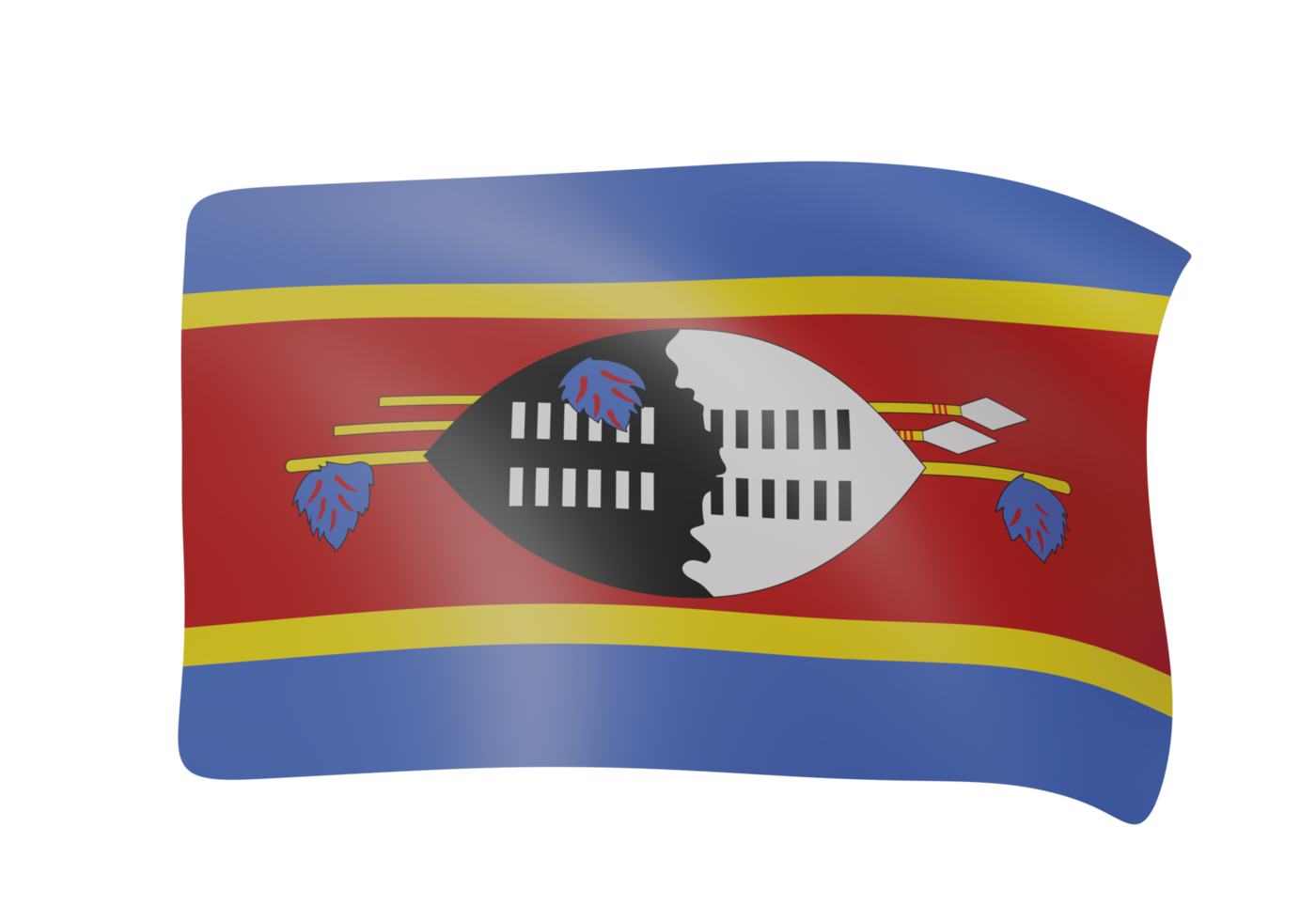 Swaziland waving flag 3d render png