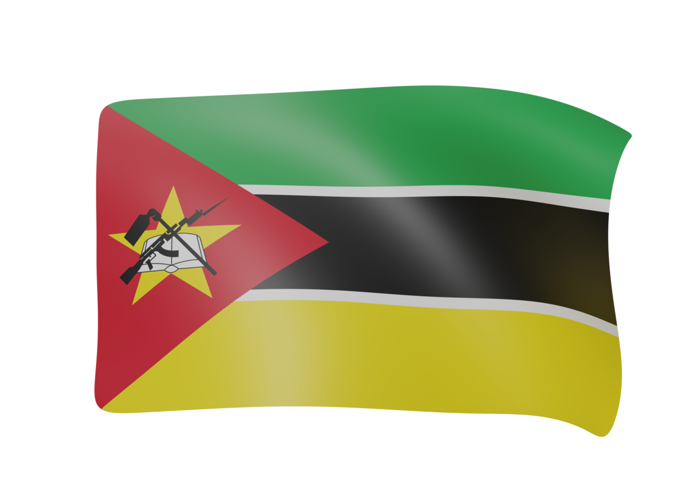 Zimbabwe waving flag 3d render png