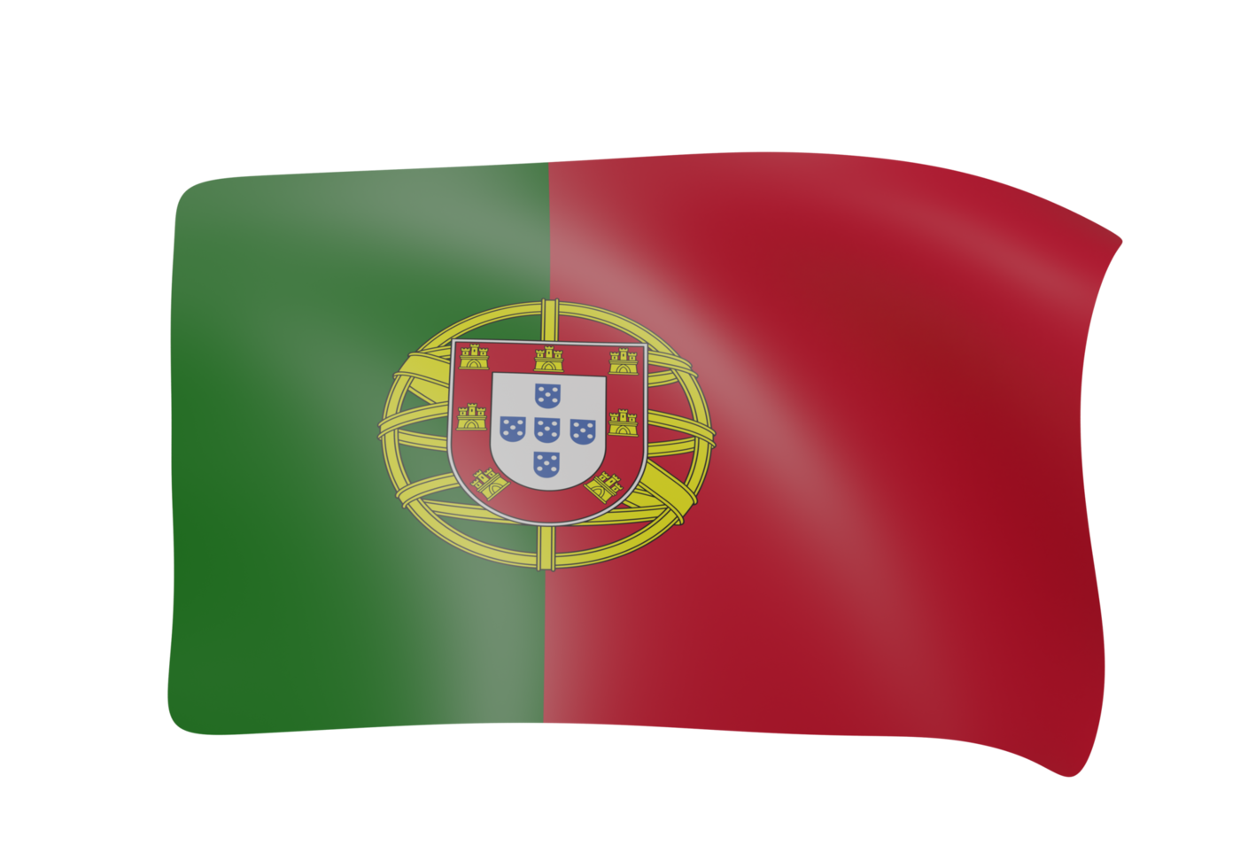 portugal waving flag 3d render png