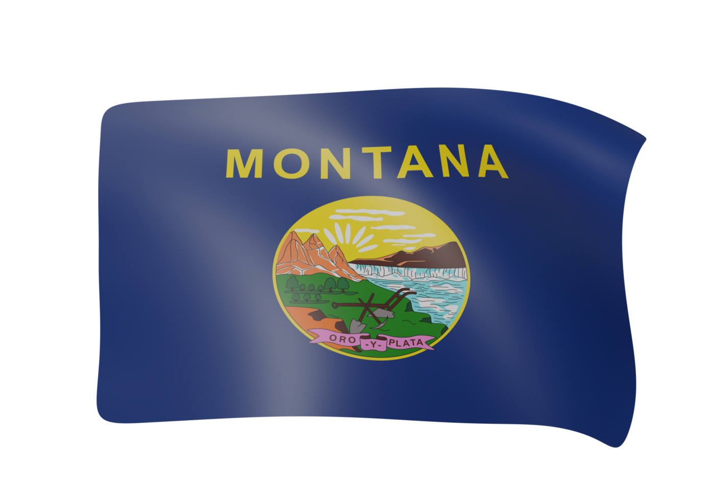 Montana ondulación bandera 3d hacer png