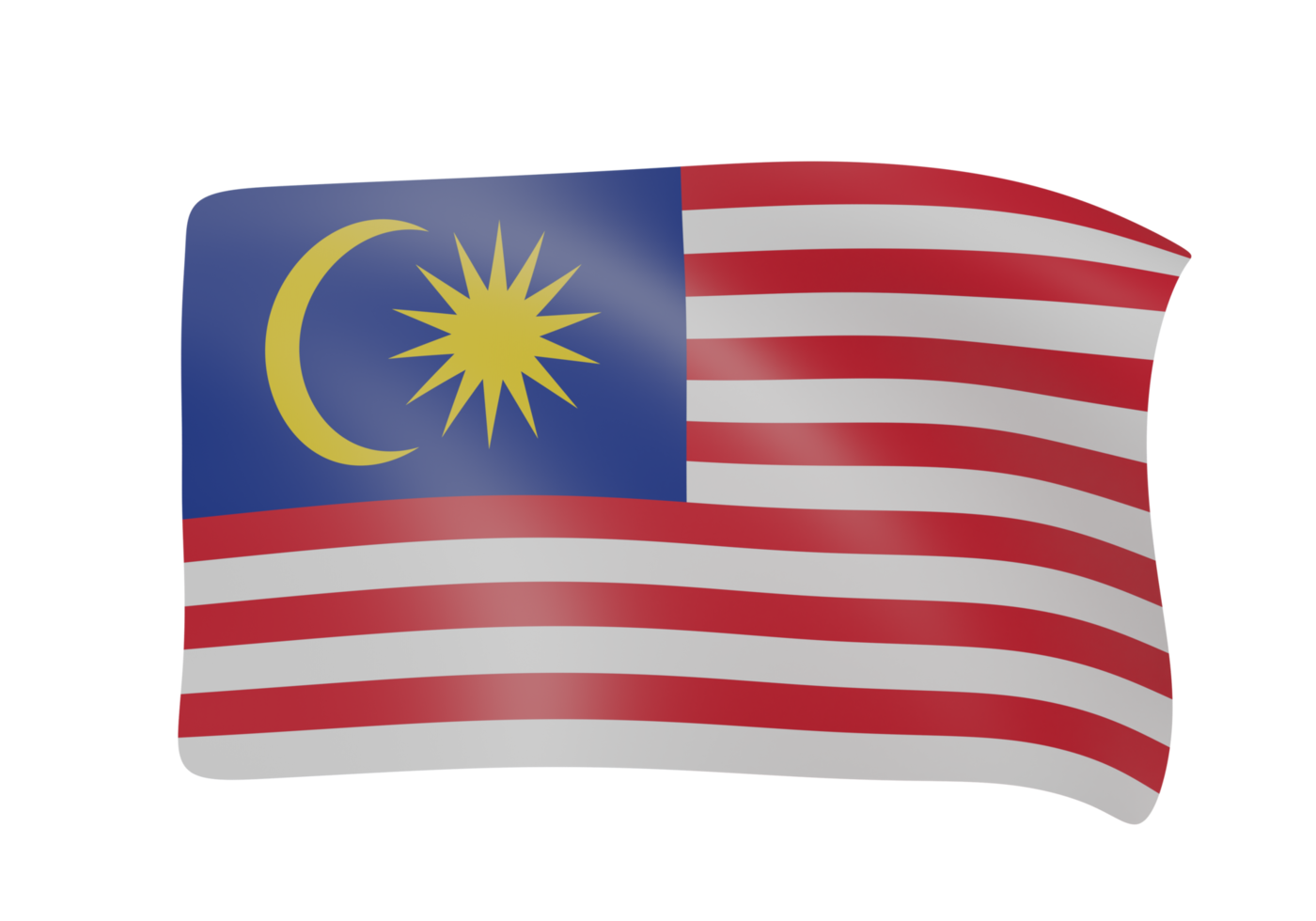 malaysia waving flag 3d render png