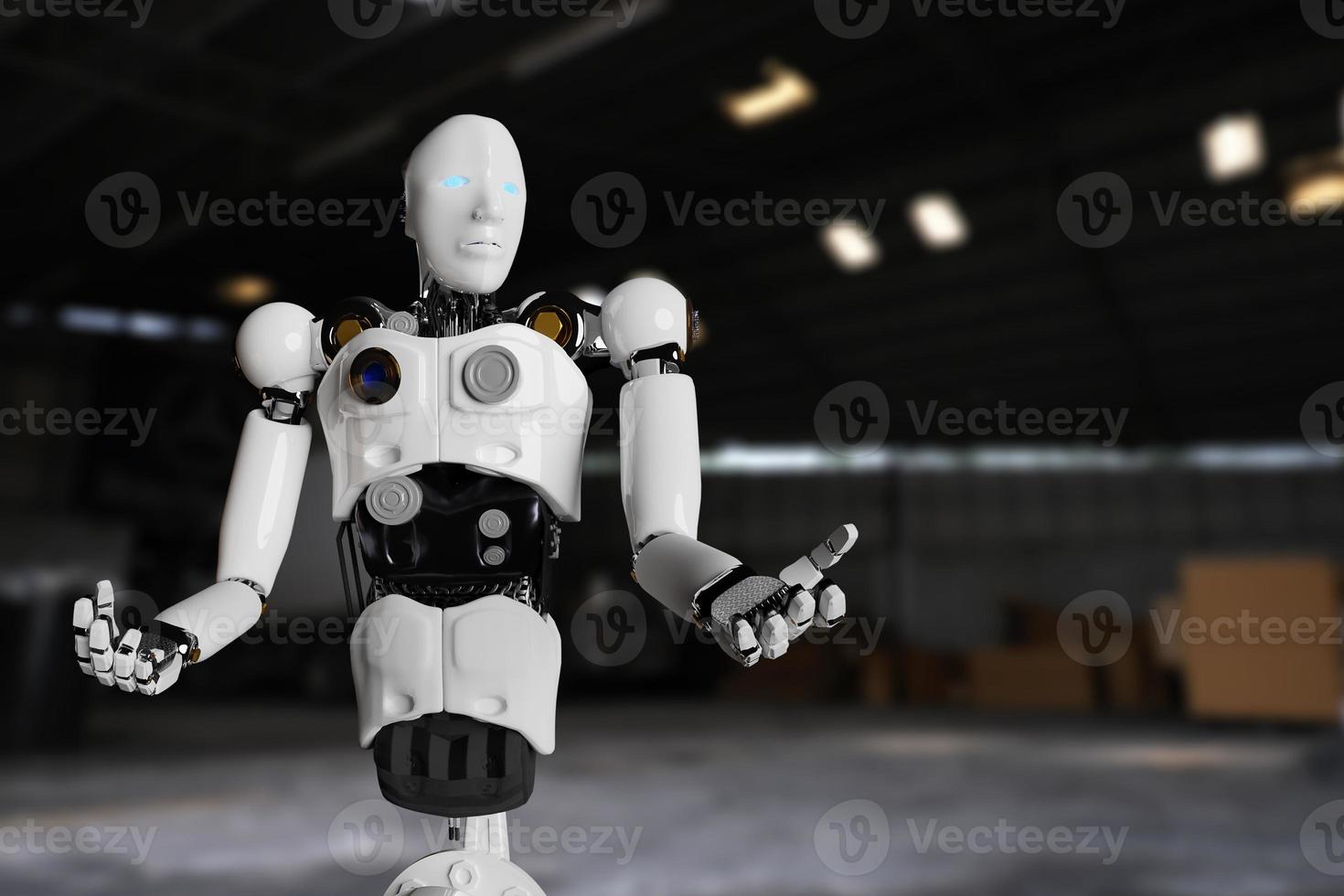 Arm Robot AI manufacture Box product Object for manufacturing industry technology Product export and import of future For Products, food, cosmetics, apparel warehouse mechanical future technology photo