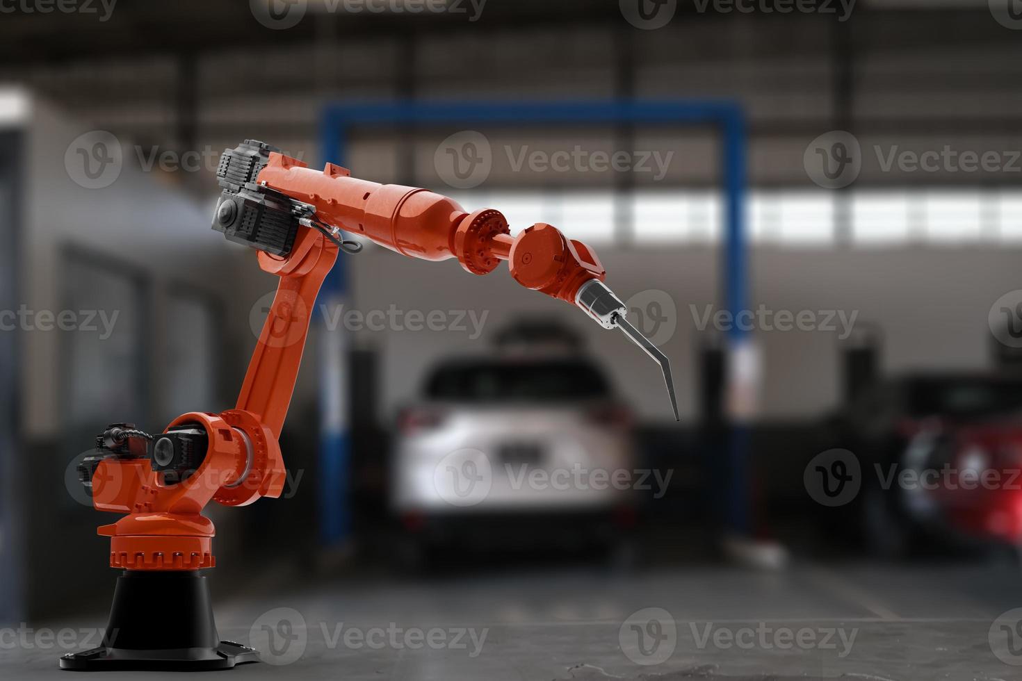 Arm Robot AI manufacture car product Object for manufacturing industry technology service maintenance of future warehouse mechanical future technology Car repair and production photo
