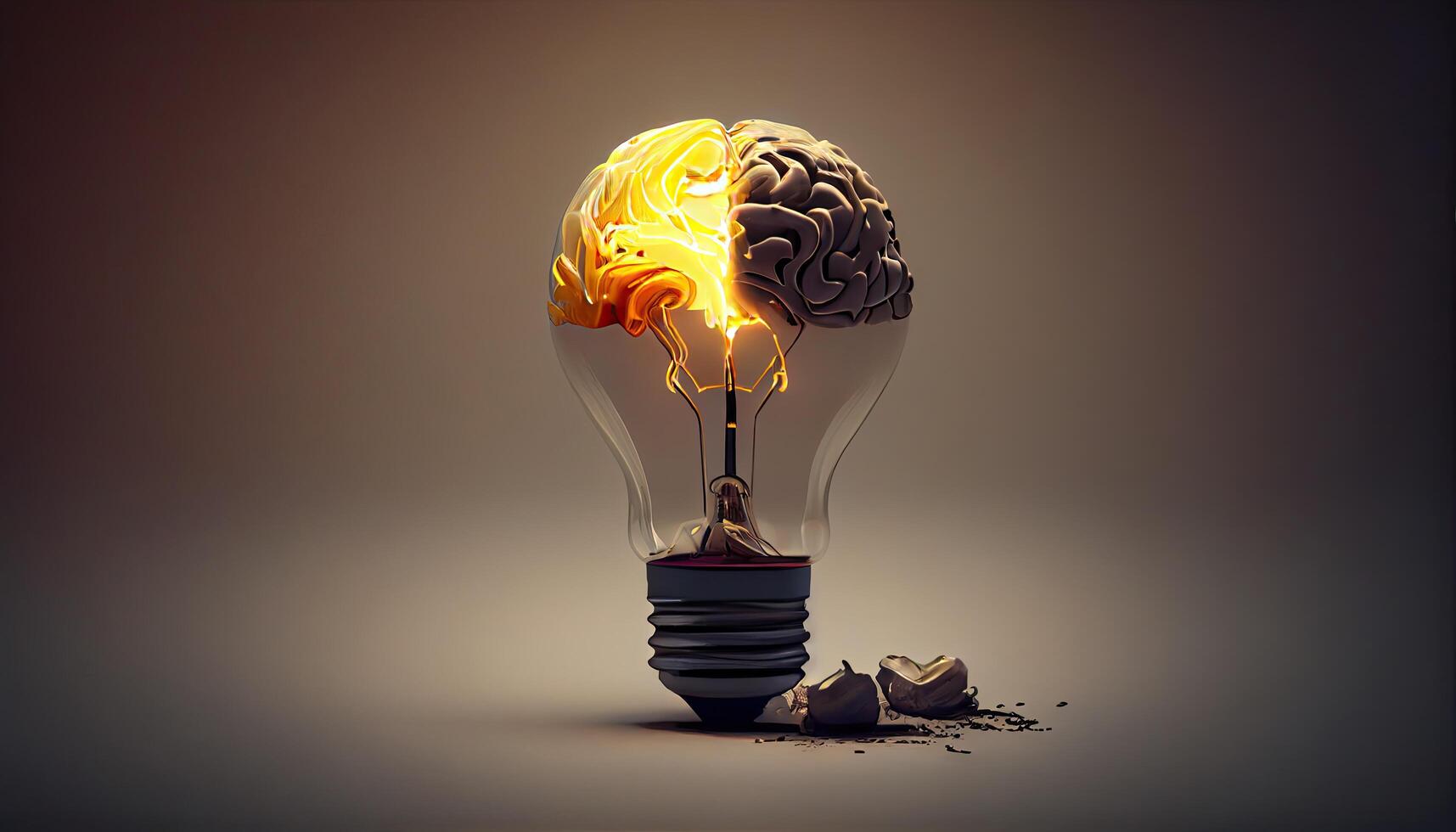 Creative Idea with Brain and Light Bulb photo