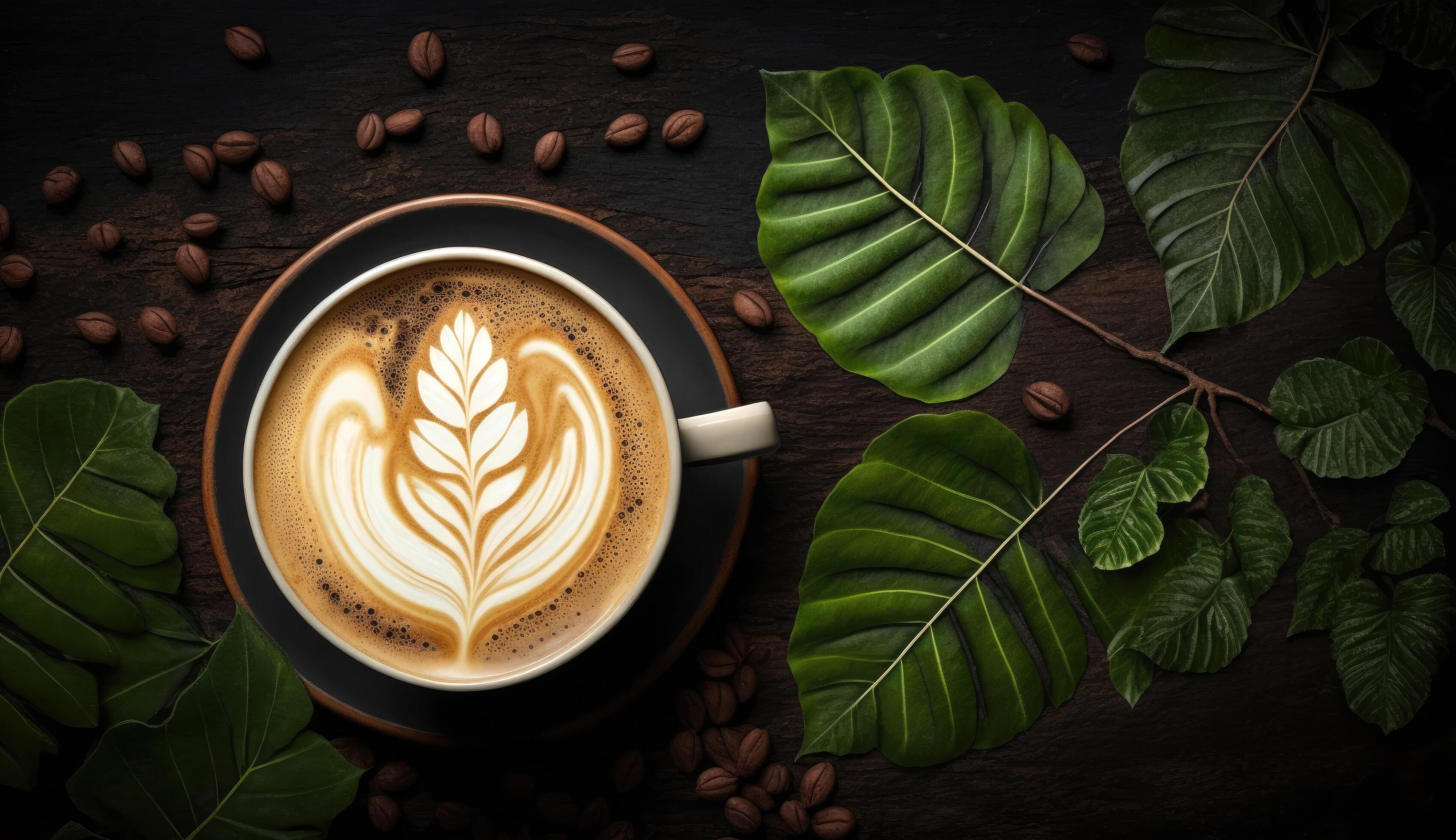 coffee-latte-with-creamy-and-foam-in-cup-and-latte-art-shape-on-dark