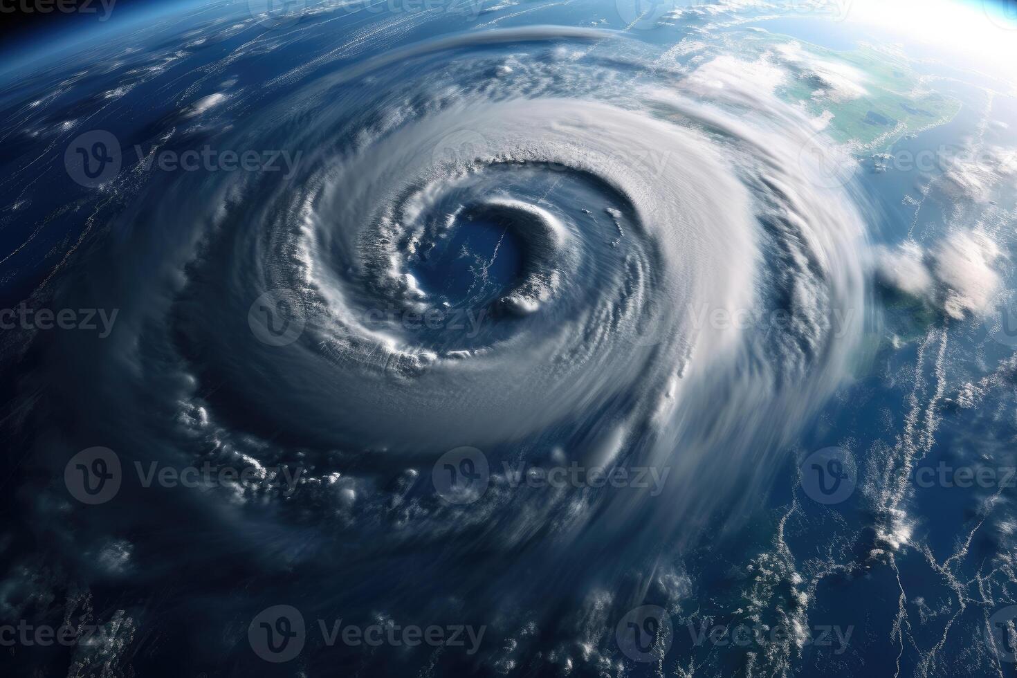 Super Typhoon, tropical storm, cyclone, hurricane, tornado, over ocean. Weather background. Typhoon, storm, windstorm, superstorm, gale moves to the ground. . photo