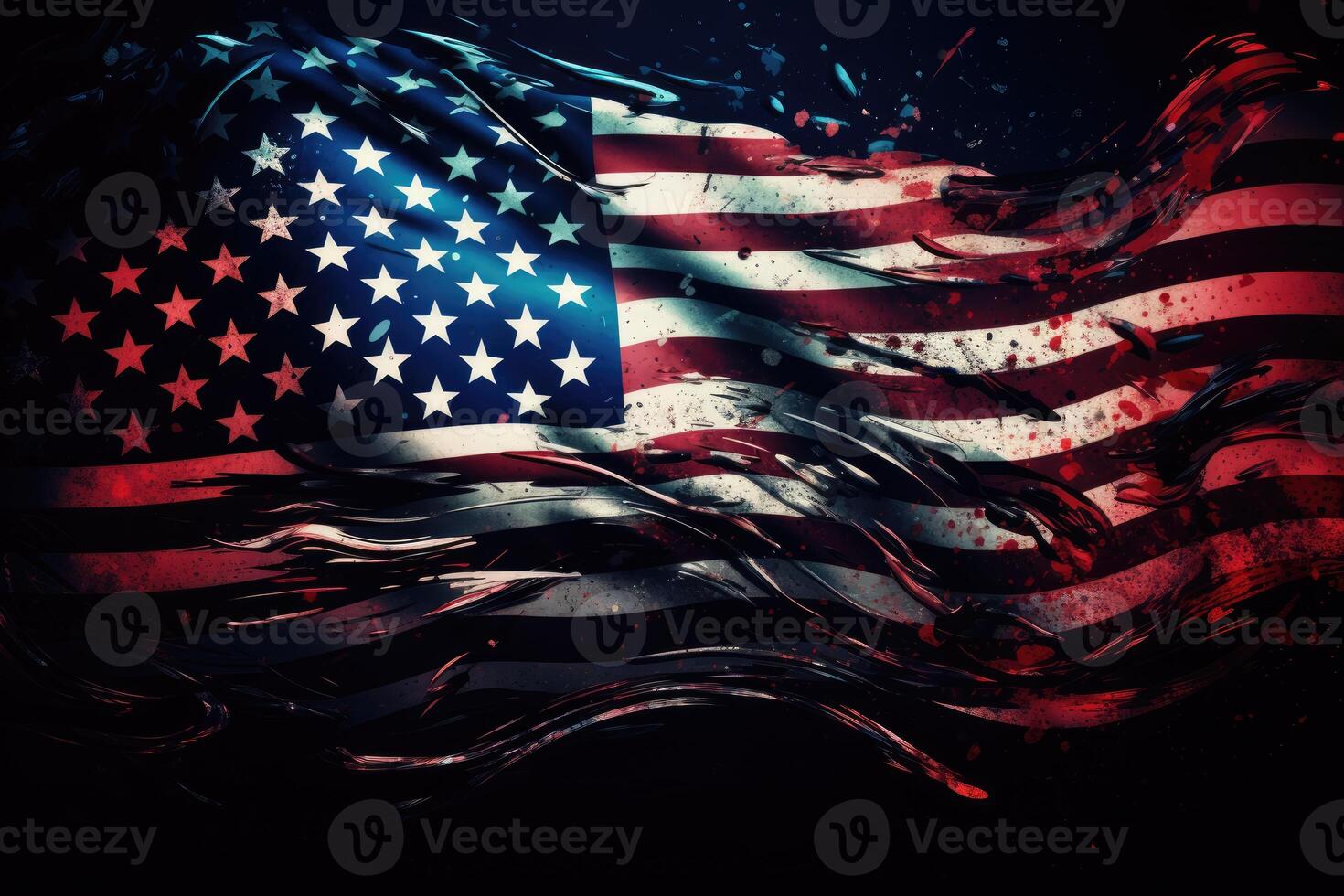 Independence day abstract background with elements of the American flag in dark blue colors. photo