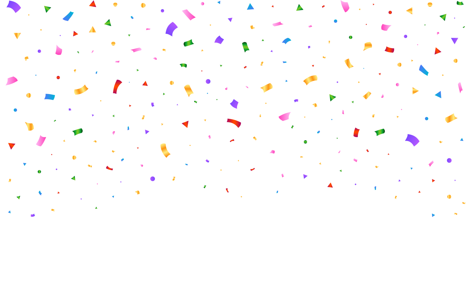 Colorful confetti falling isolated on transparent background. Colorful