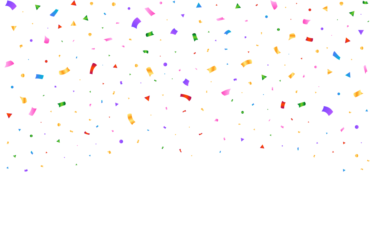 Colorful confetti falling isolated on transparent background. Colorful tinsel falling PNG. Event and birthday party celebration. Festival elements PNG. Simple multicolor confetti falling PNG. png