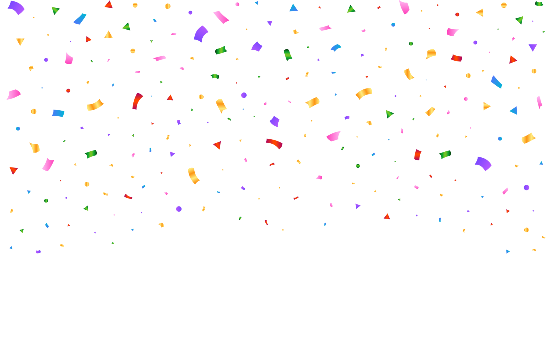 Colorful confetti falling isolated on transparent background. Colorful
