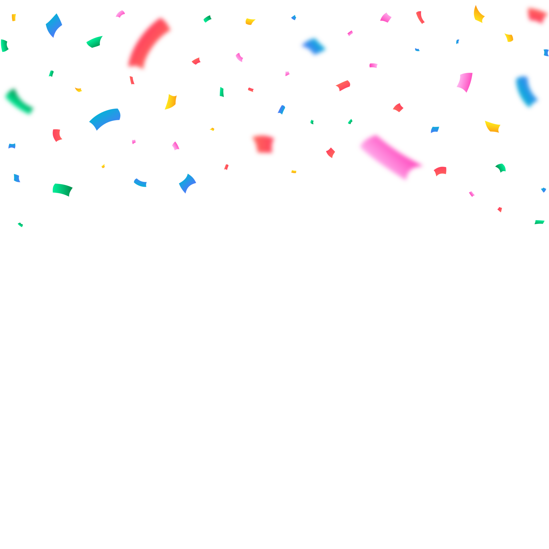 Colorful confetti falling isolated on transparent background. Festival