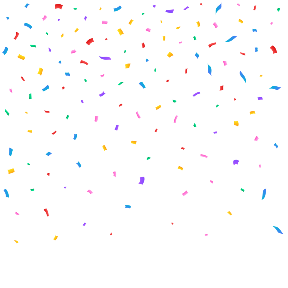 Confetti PNG for festival background. Multicolor confetti and falling background. Multicolor confetti on transparent background. Event and party Celebration. Carnival element PNG.