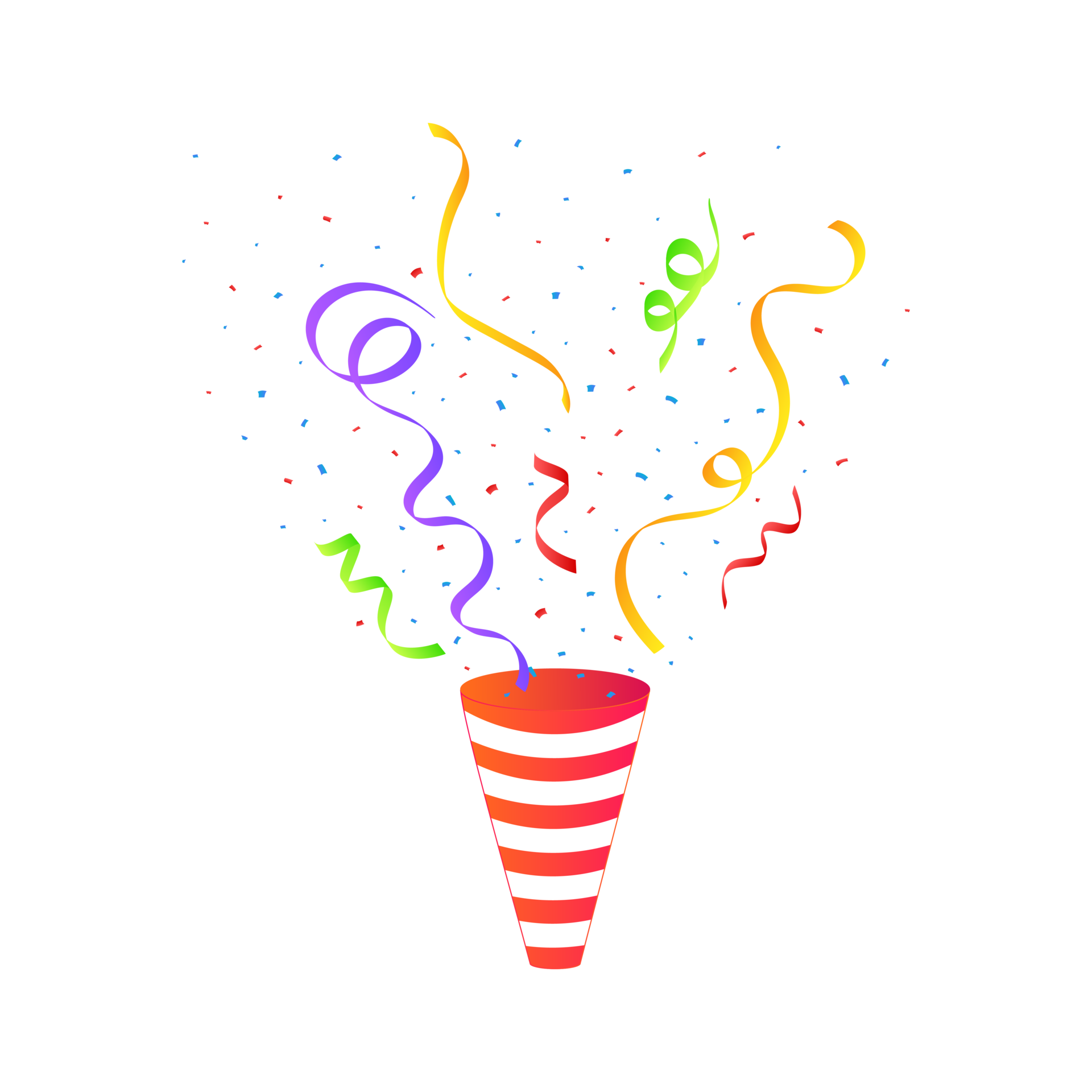 Confetti explosion PNG for the birthday background. Colorful party cap