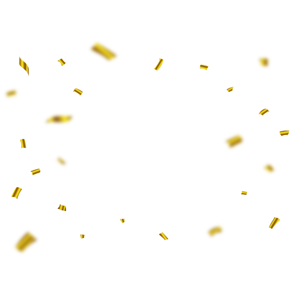 golden Konfetti fallen Rahmen isoliert auf transparent Hintergrund. Festival Elemente. Jahrestag und Geburtstag Feierlichkeiten png. Konfetti png zum Karneval Hintergrund. glänzend Lametta und Konfetti fallen.