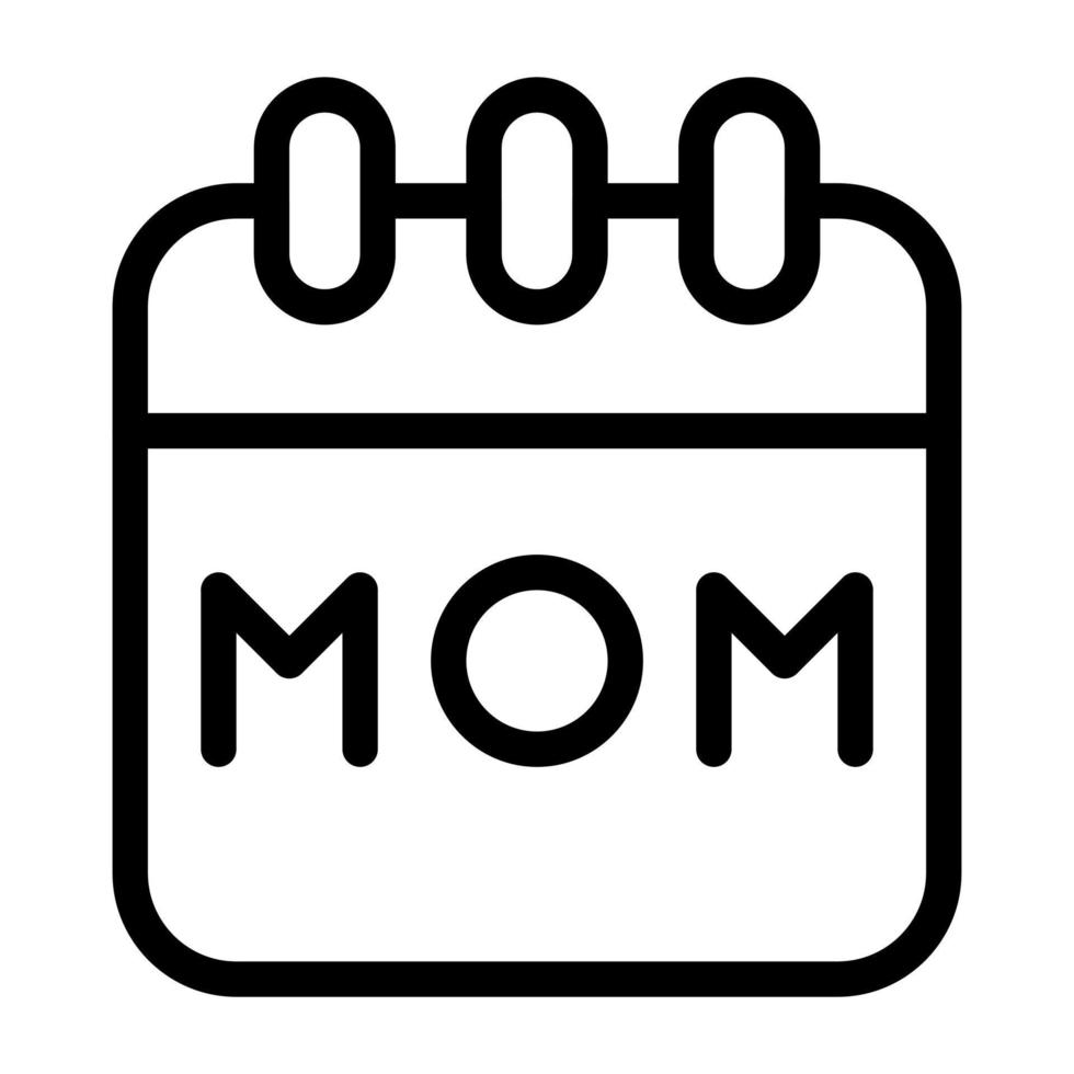 calendario mamá icono contorno negro color madre día símbolo ilustración. vector