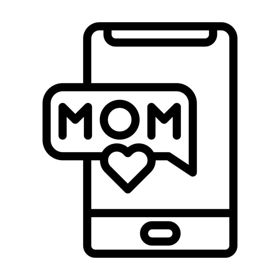 phone mom icon outline black colour mother day symbol illustration. vector