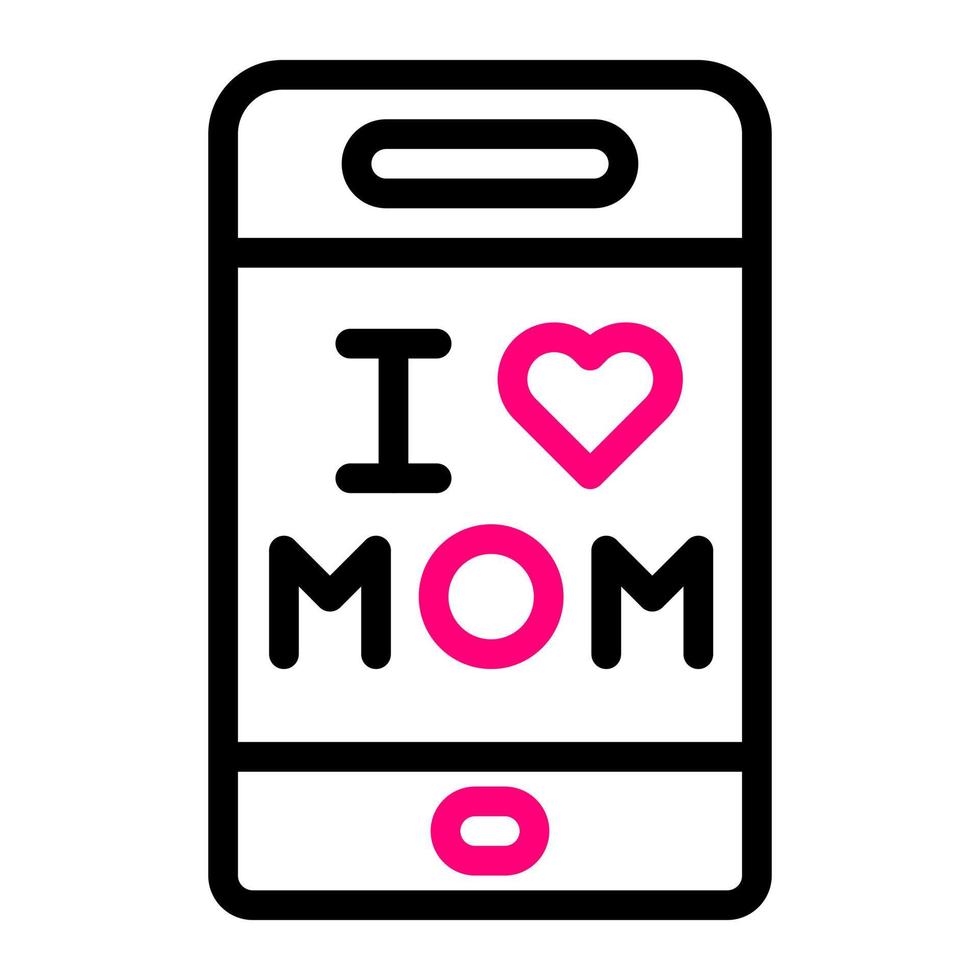 teléfono mamá icono duocolor negro rosado color madre día símbolo ilustración. vector