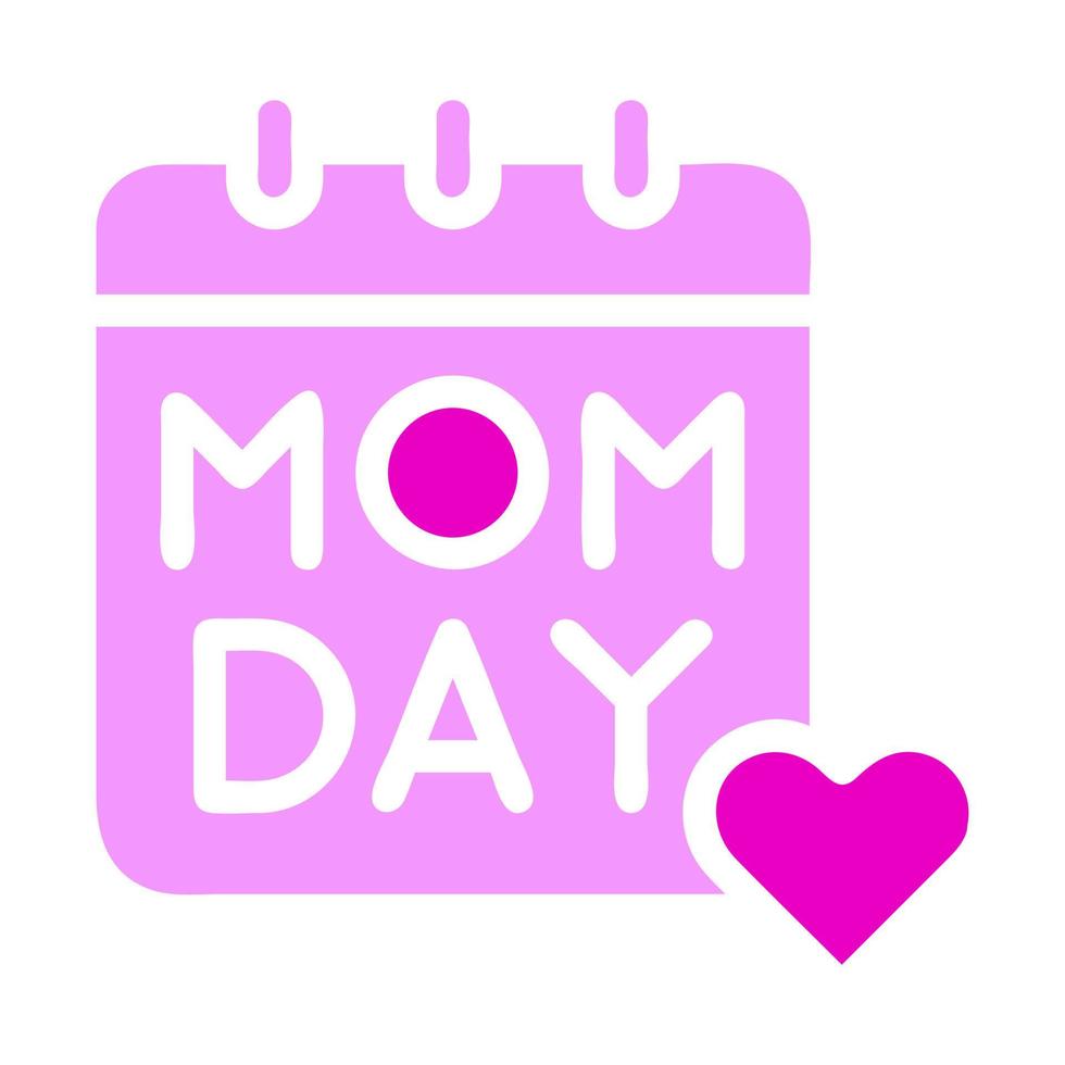 calendario mamá icono sólido rosado color madre día símbolo ilustración. vector