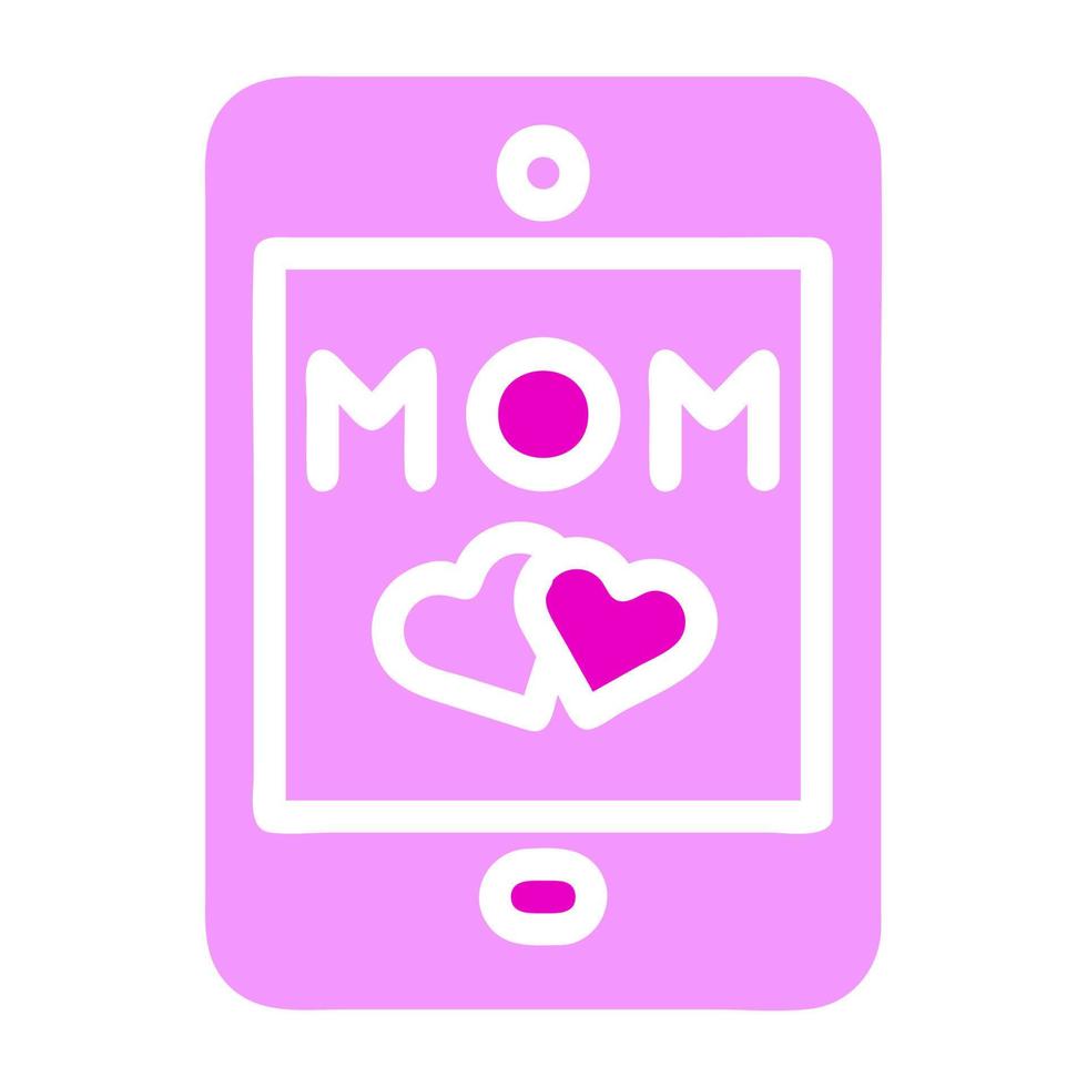 teléfono mamá icono sólido rosado color madre día símbolo ilustración. vector