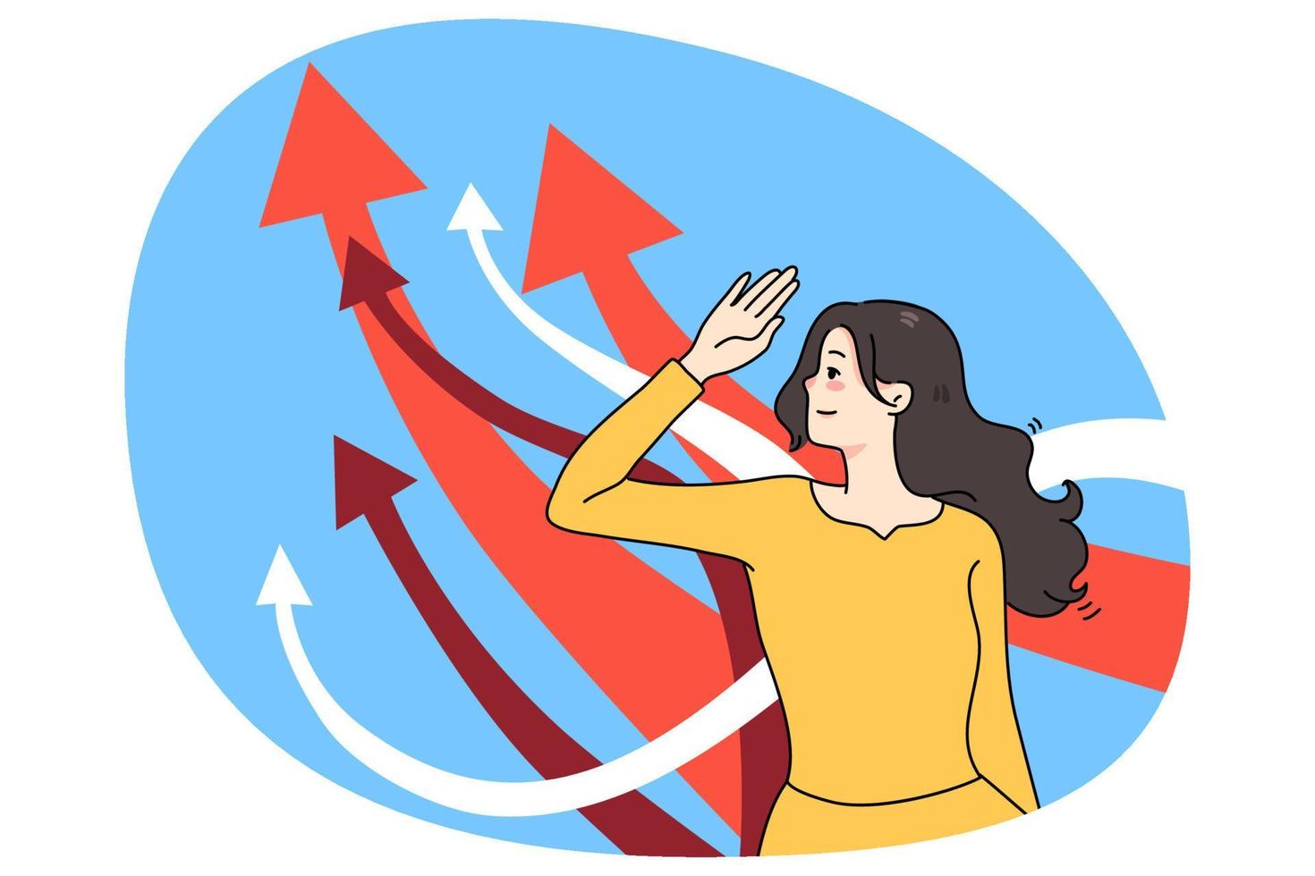 Happy woman look in bright future vector