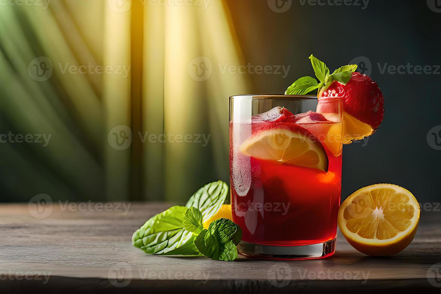 refrescante sabroso verano bebida en mesa con limón y menta foto