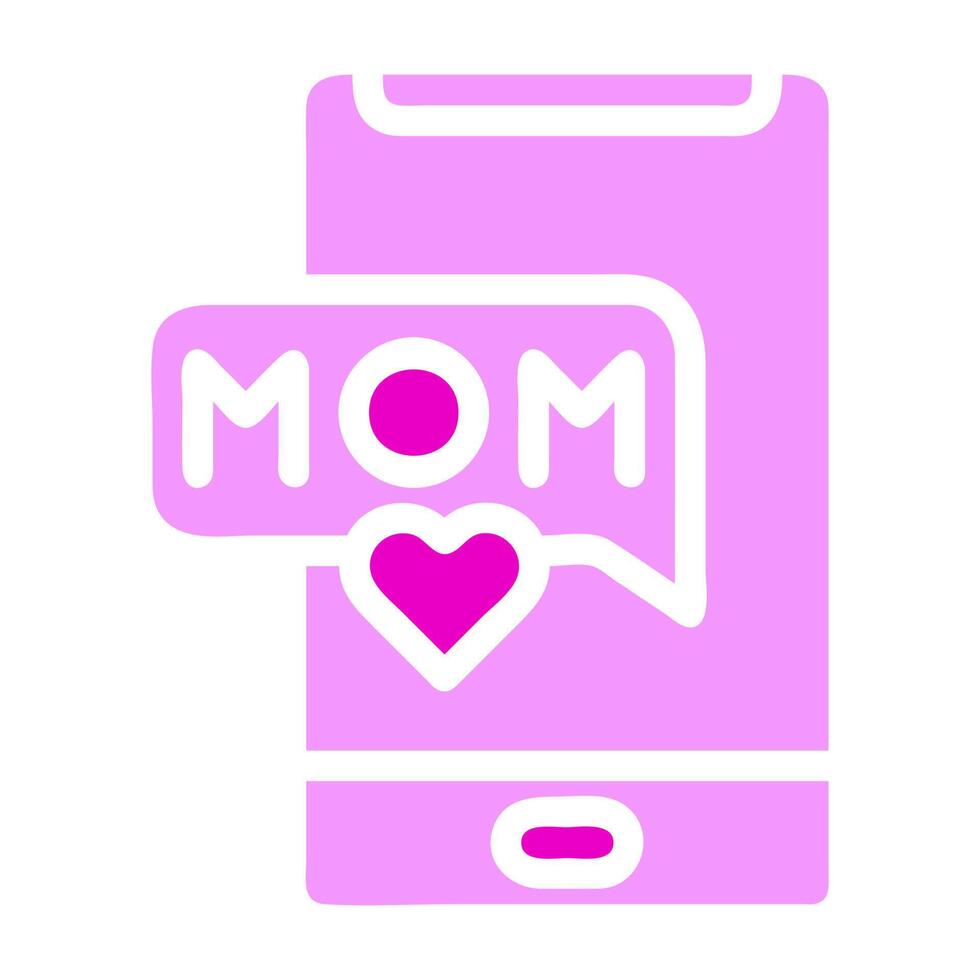 phone mom icon solid pink colour mother day symbol illustration. vector