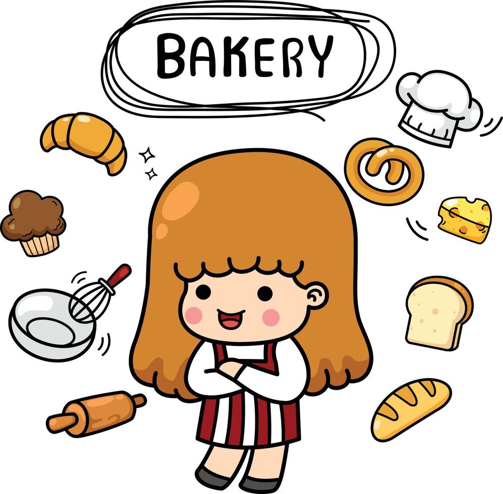 illustration isolated set cartoon bakery vector