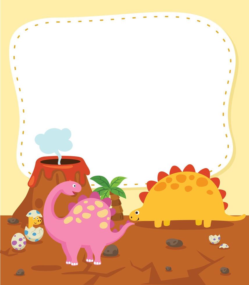 Empty banner template with cartoon dinosaur illustration vector