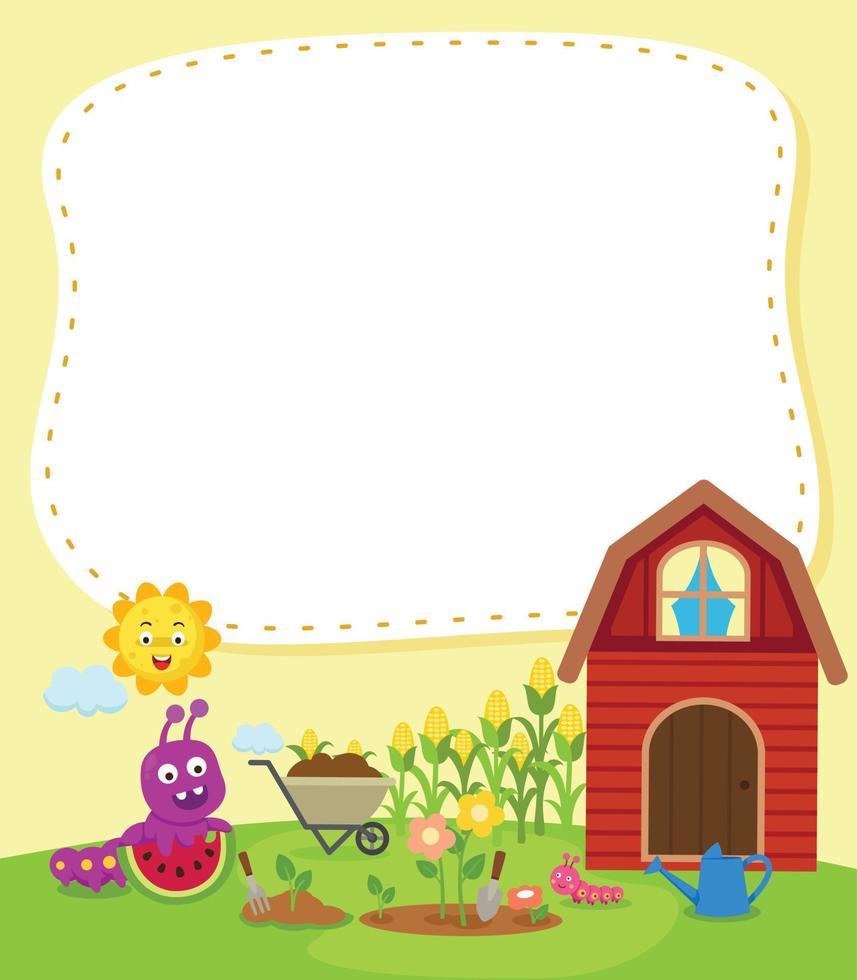 Empty banner template with garden scene illustration vector