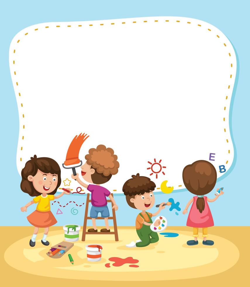 Empty banner template with children in classroom illustration vector