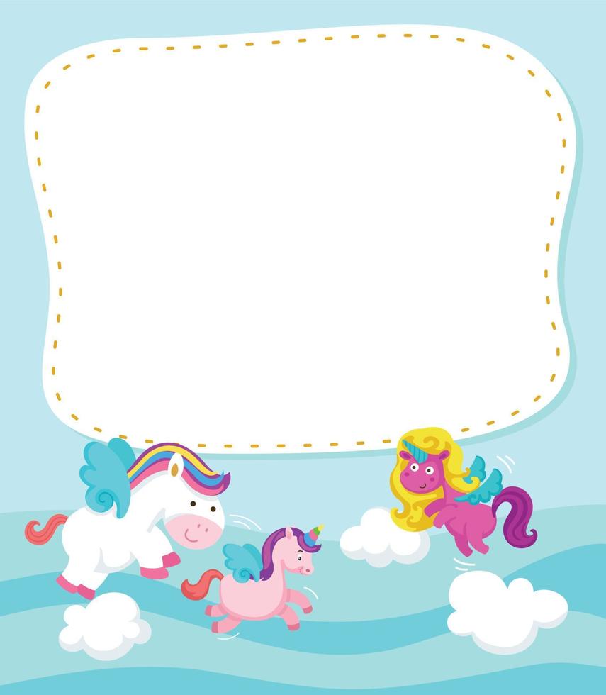 Empty banner template with unicorn  illustration vector
