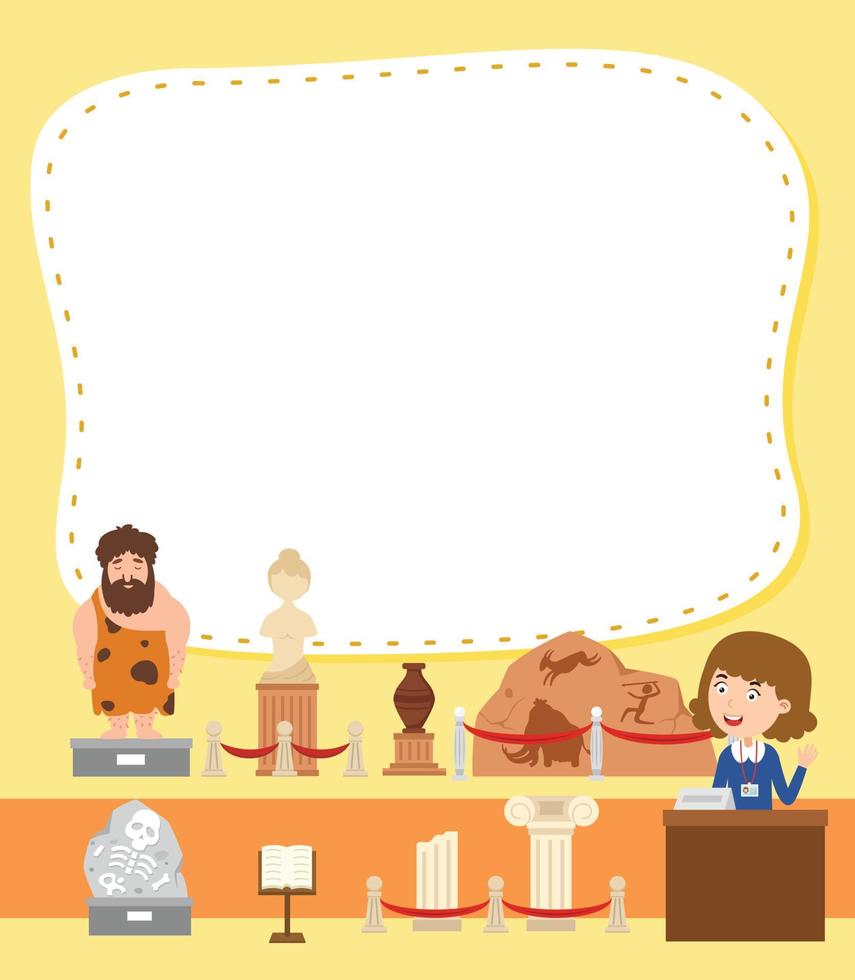 Empty banner template with museum illustration vector