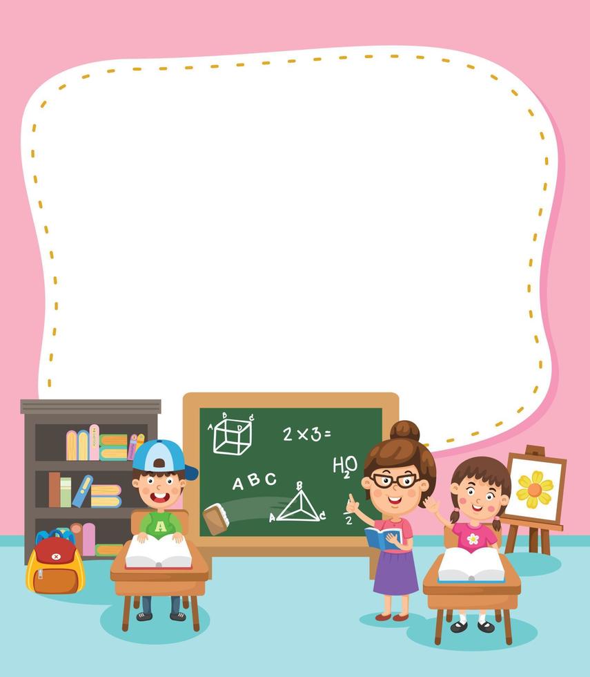 Empty banner template with children in classroom illustration vector