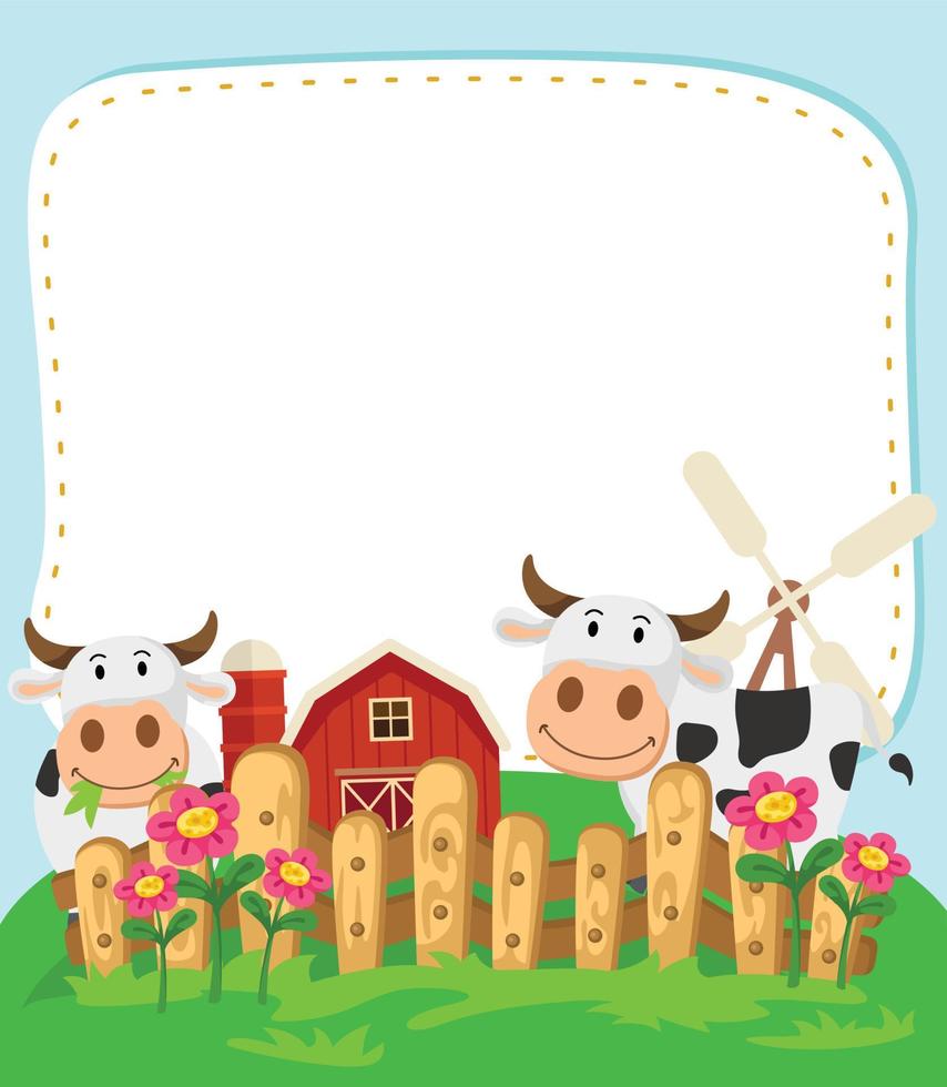 Empty banner template with farm cow illustration vector