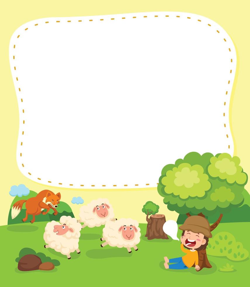 Empty banner template with shepherd boy fairy tale illustration vector