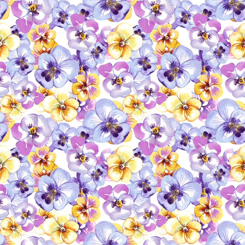 Pansy. Seamless pattern. Watercolor illustration png