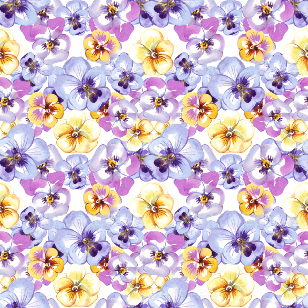 Pansy. Seamless pattern. Watercolor illustration png