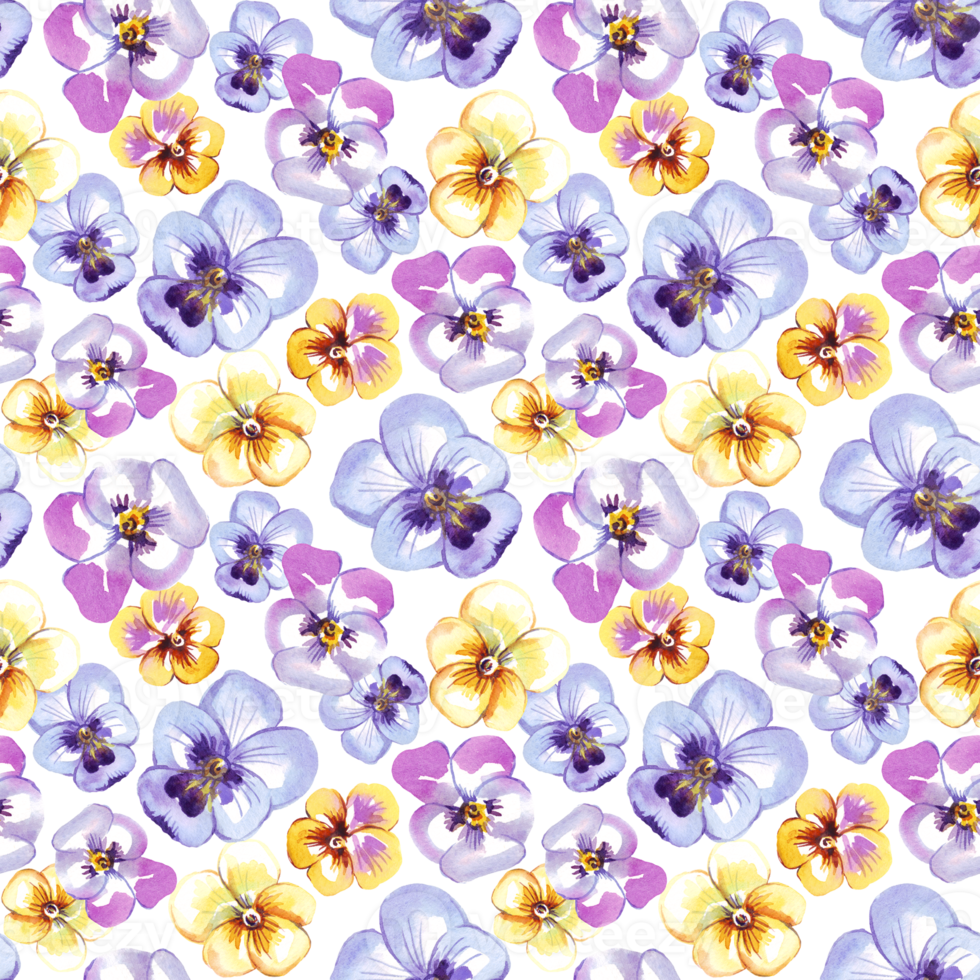 Pansy. Seamless pattern. Watercolor illustration png