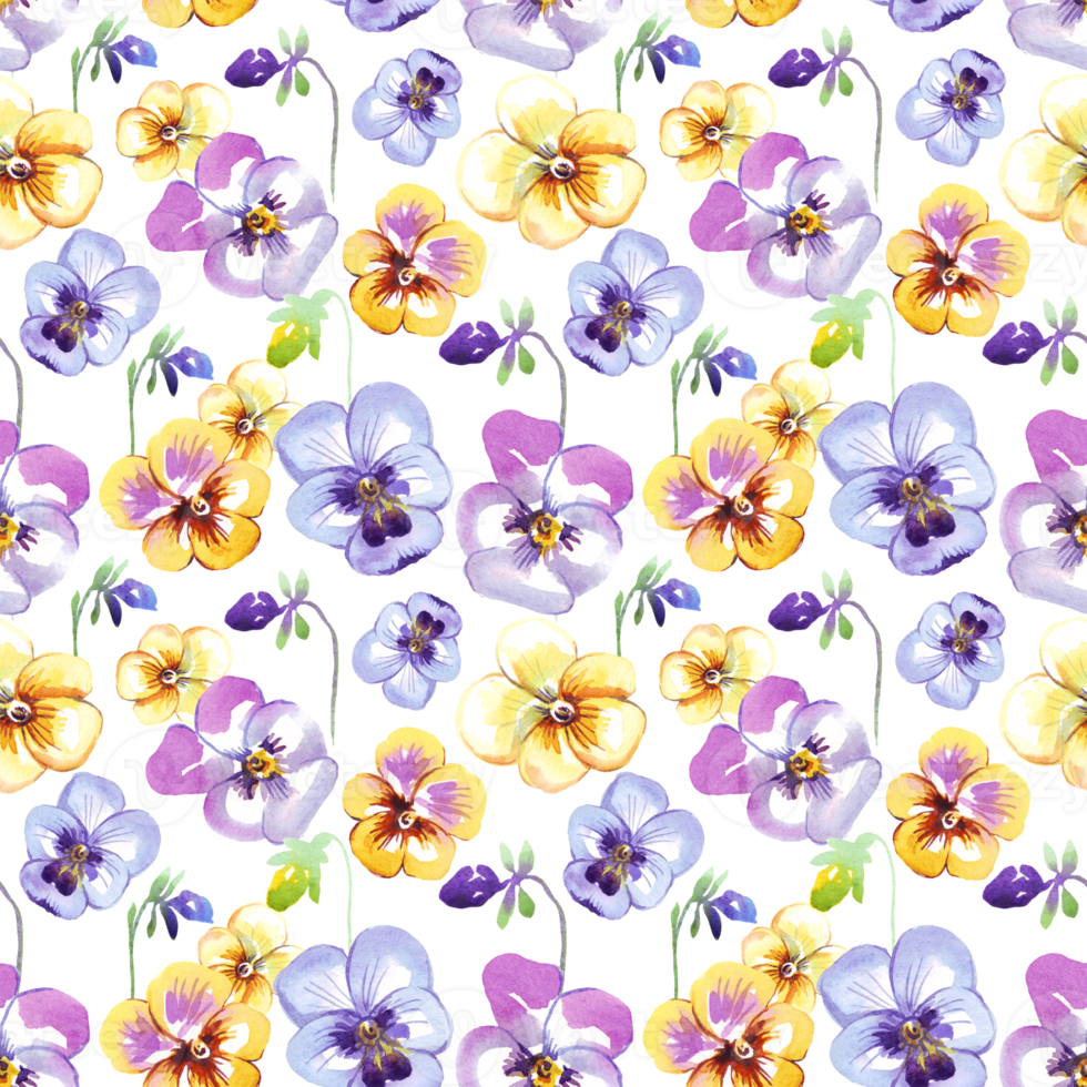 Pansy. Seamless pattern. Watercolor illustration png