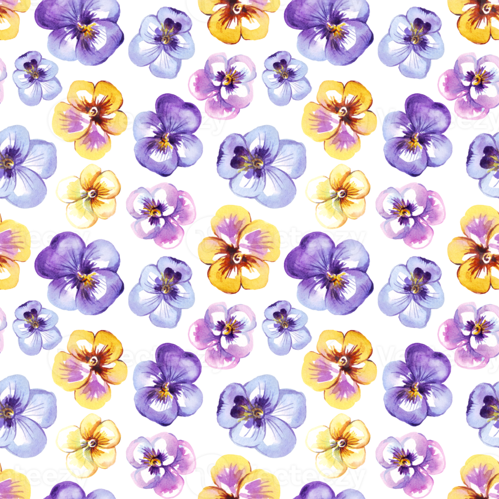 Pansy. Seamless pattern. Watercolor illustration png