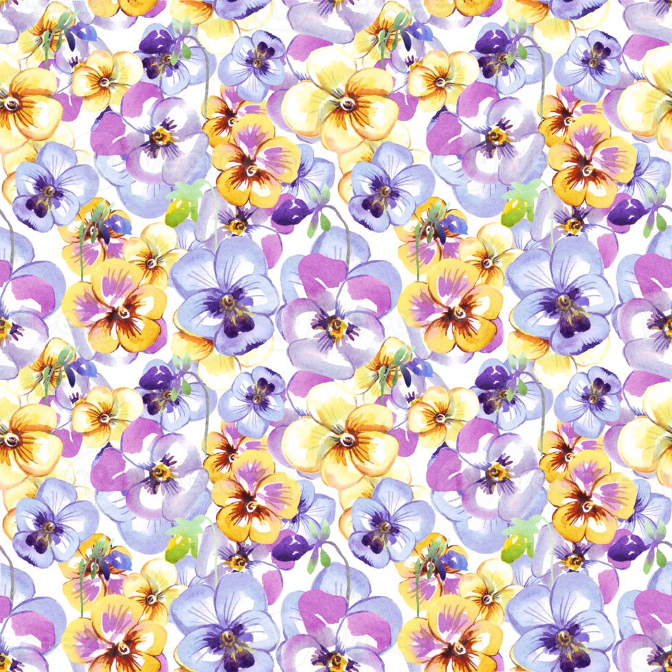 Pansy. Seamless pattern. Watercolor illustration png