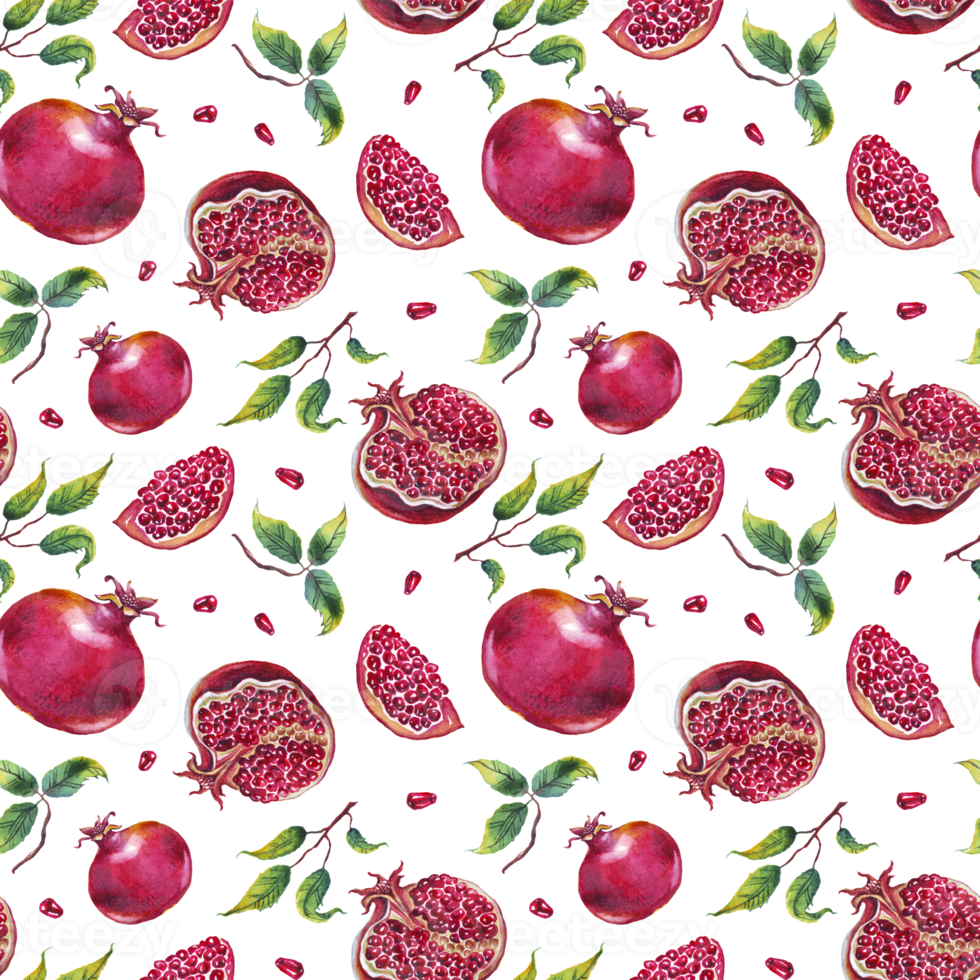 Pomegranate. Watercolor. Seamless pattern png
