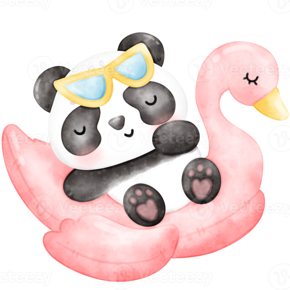 schattig panda illustratie, panda, panda illustratie, zomer, zomer illustratie png