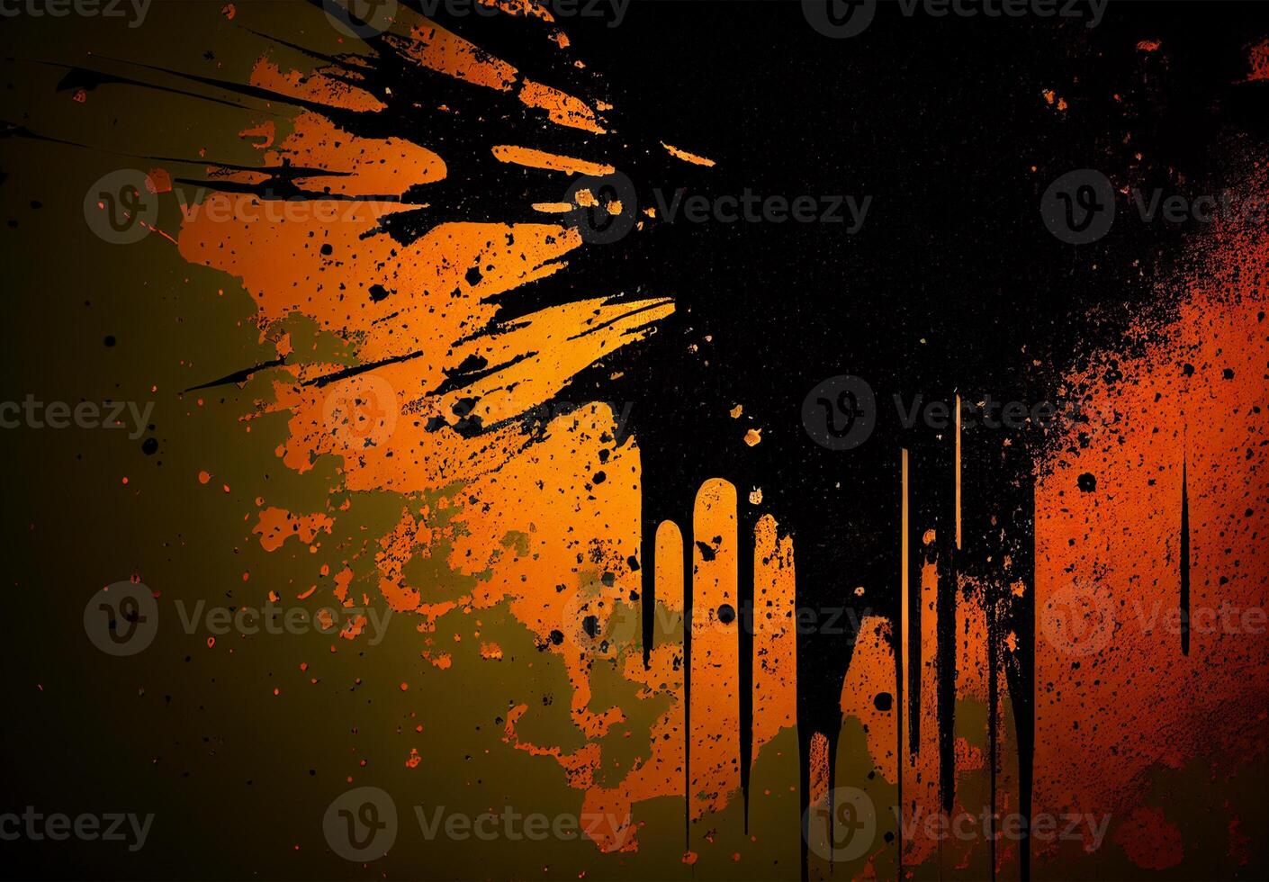 Abstract geometric dark frame grunge texture with halftone pattern on black background - image photo