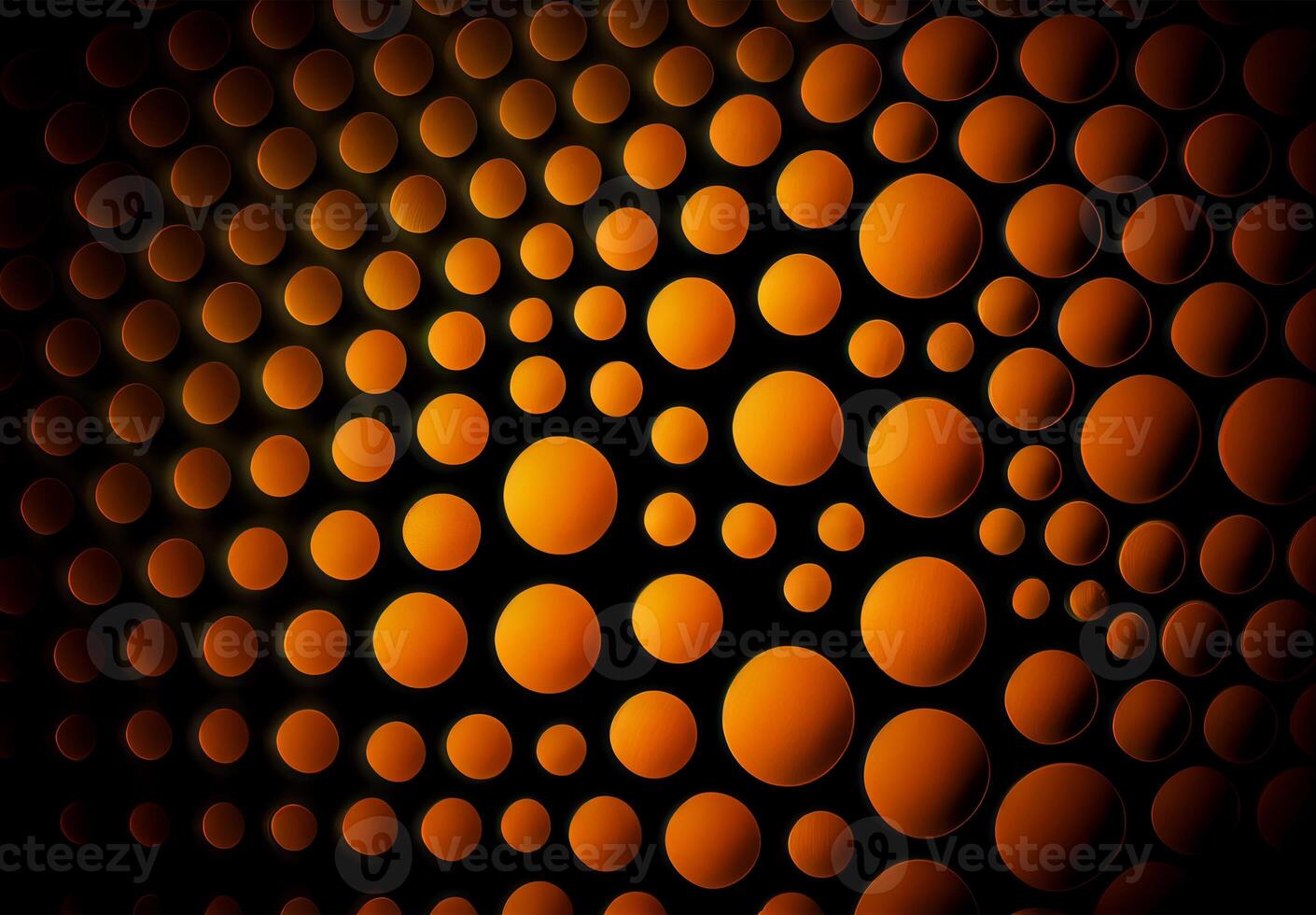 Abstract yellow-orange circles on black background - image photo