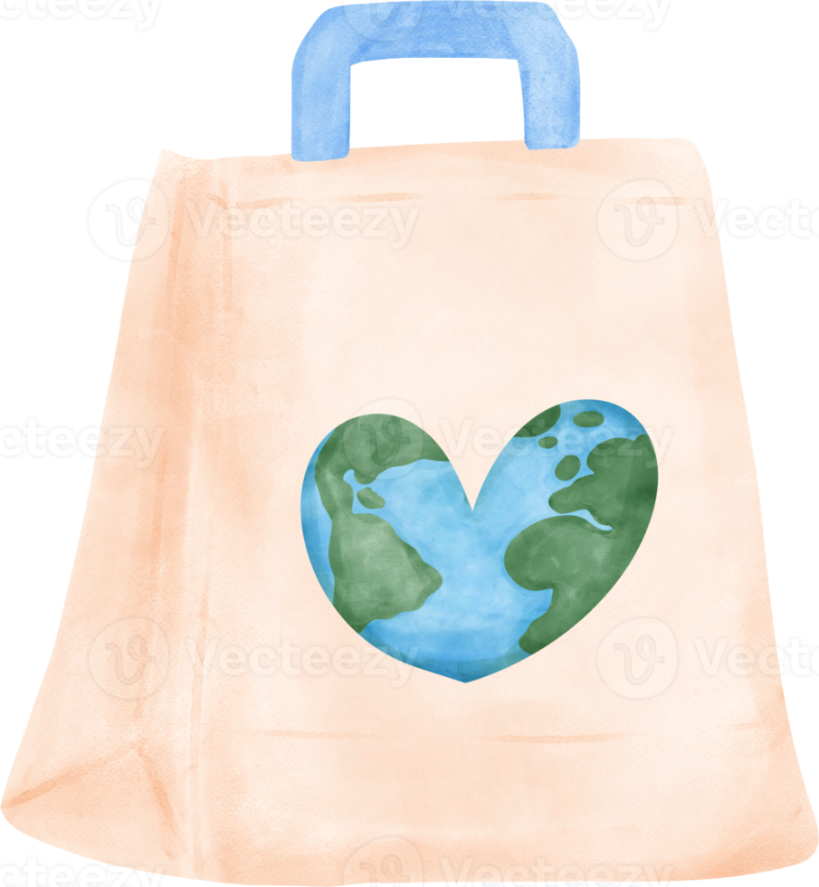 tömma miljövänlig återanvändbar handla toto väska med jord symbol vattenfärg png