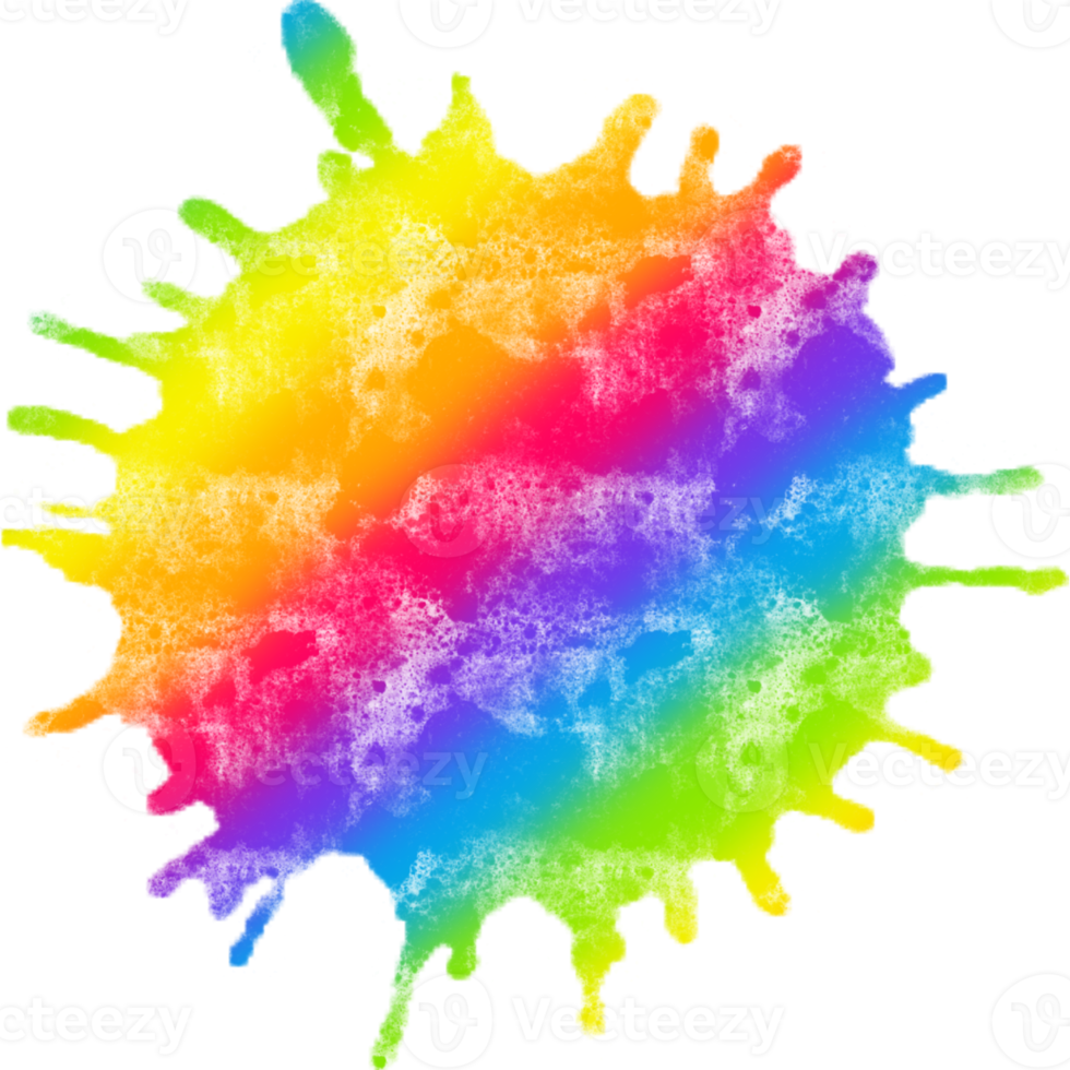 Rainbow Watercolor Splash Paint Stain Background Circle, Bright Color Water Splash png