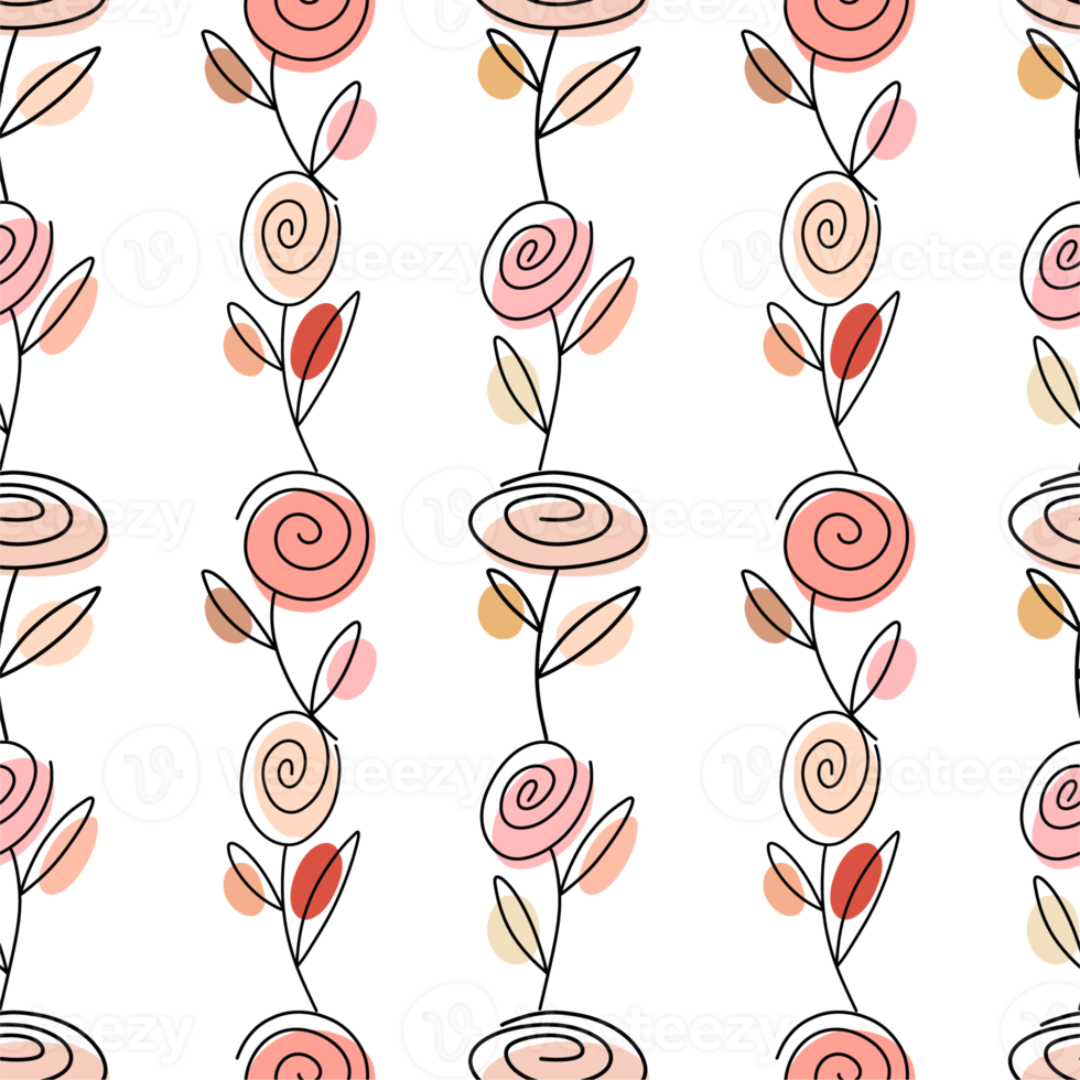 Seamless pattern with roses in nude tones png