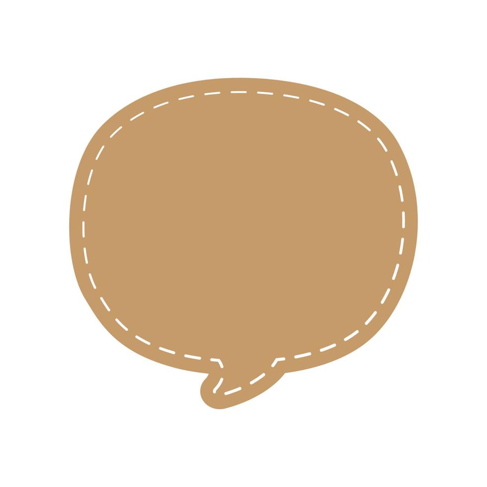 Blank Round Speech Bubble with Dashed Line. Simple Flat Scrapbook Stitched Design Vector Illustration Set.